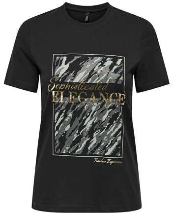 ONLY Damen ONLALLIE Life REG S/S AOP TOP Box JRS T-Shirt, Moonless Night/Print:Sophisticated, XS