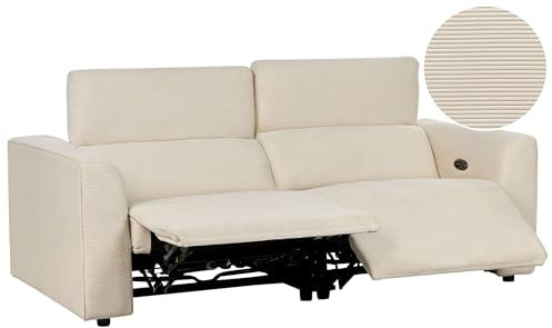 Stoffsofa 2-Sitzer elektrisch verstellbar mit USB-Anschluss Cord Beige ULVEN