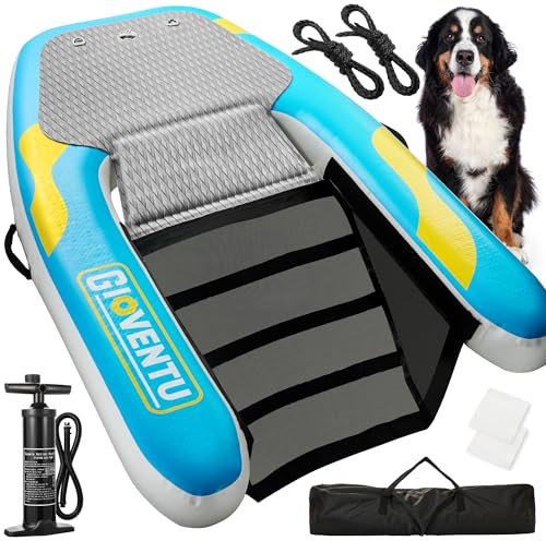 Scala galleggiante gonfiabile per cani, per piscine, barche, banchine, barche, cani, accesso sicuro e facile all'acqua per cani fino a 99,8 kg, scala antiscivolo extra larga