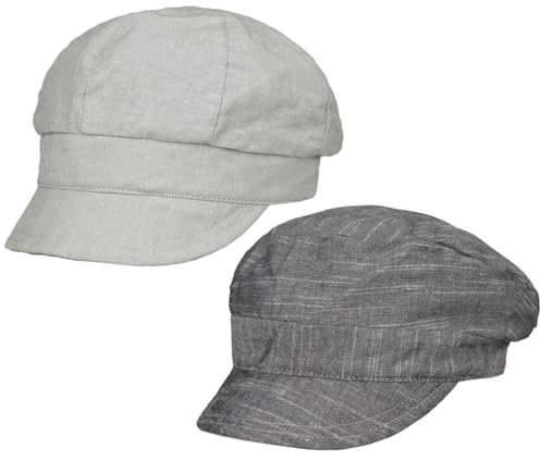 Lipodo Summer Newsboy Wendecap Damen - Wendbar - Ballonmütze aus 70% Baumwolle, 30% Leinen - Baker-Boy-Mütze mit meliertem Look - Mit Stretchband - Damenmütze Frühjahr/Sommer grau S (55-56 cm)