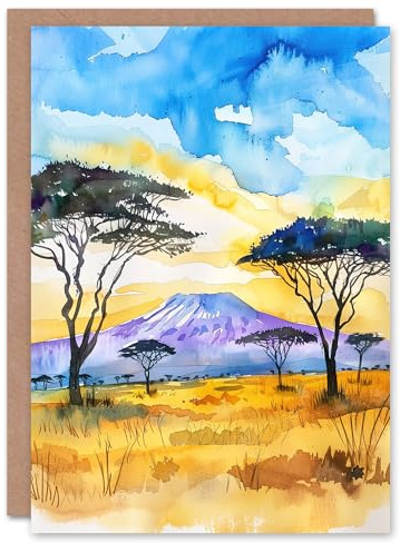 Artery8 Greeting Card Savanna Sunrise Mount Kilimanjaro Tanzania Blank For Him Or Her Art Birthday Card