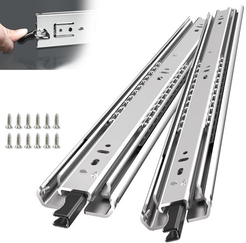 SLIDEWAY 66 cm robuste Verriegelung Schubladenschienen Vollauszug Kugellager Gleitschienen Schrankschienen Schienen Werkzeugkasten RV Gleiter mit Schloss 1 Paar 66 cm