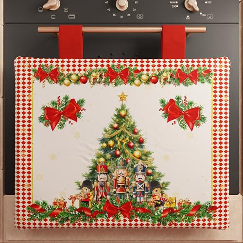 PETTI Artigiani Italiani - Copriforno Natalizio, Copriforno Cucina Natalizio, Copri Forno 40x50 cm, Copriforno Schiaccianoci Rosso, 100% Made in Itay
