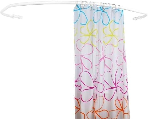 Sasko Duschvorhangstange Duschstange Duschvorhang Diamant Form für Ecke Badezimmer Badewanne & Dusche Aluminium Stabile Belastbarkeit 25 kg Gardinenstange für Vorhang Wandmontage - Weiß - 90x160 cm