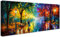 Cadre en Bois Impression sur Toile Couple Marchant Sur La Route Tableau Peinture Poster Mural Lampadaire Coloré Image sur Toile Grandes Abstrait Tableau Decoration Murale Salon Chambre 50x120cm