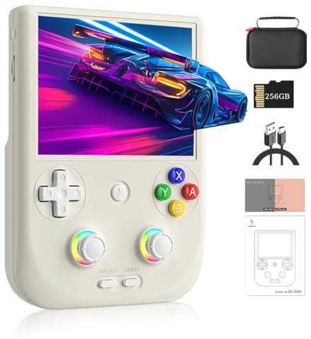 NULA RG406V Retro Handheld Spielekonsole, mit 256G TF-Karte 9000+Spiele 4-Zoll-IPS-Touchscreen Android 13 Videospiel-Player, Hall-Joystick RGB-Beleuchtung, 5500 mAh WiFi & Bluetooth