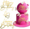BOOMTOP 3pcs Decoración Tarta Happy Birthday con Adorno de Mariposa, Topper Cake Cumpleaños, Adorno Tarta Feliz Cumpleaños, Decoración Acrílica Cupcake Pastel Regalo Cumpleaños Happay Birthday, Dorado