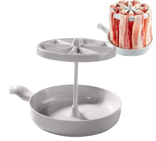 Microwave Bacon Cooker, Kitchen Microwaves Bacon Cooking Grill, 26 x 18 x 3,7 cm Household Microwaves Grill für Ofen, inklusive Silikonölbürste und speziellem Clip, praktisches Werkzeug