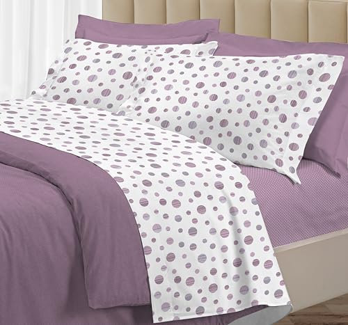 Riad Arredo Set Completo Letto 100% Cotone Percalle Italiano - Set Lenzuola Morbido Delicato Made in Italy (Danee Rosa Antico, Matrimoniale)