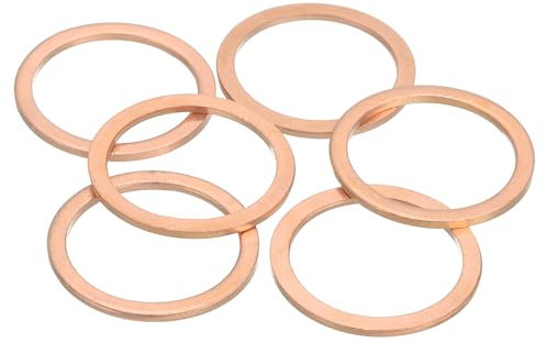 sourcing map Assortiment de 6 rondelles plates M24 en cuivre - 24 mm de diamètre intérieur, 30 mm de diamètre extérieur, 1,5 mm d'épaisseur pour boulons, vis, réparation de machines