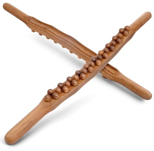 Fefod Faszienrolle Holz, Gua Sha Wooden Therapy Stab, Faszienstab holz, Ganzkörper Scraping Stick, Anti Cellulite Massagegerät, Massageroller Holz Für Rücken Bauch Schulter