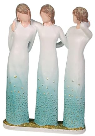 Dszemie Friend Birthday Gifts for Women, 2 Sisters Friendship Resin Figurines Statue, Back to Back Holding Hands Sisters Figurine, for Sisters, Present for Besties Female Christmas Day