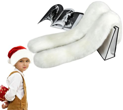 MIUPOO Kunstpelz Dekoband Weiß, Weiches Fake Fur Schleifenband Für Geschenkverpackung, Luxuriöses Geschenkband Aus Kunstpelz Für Geburtstag, Weihnachten, Taufe, Hochzeit,1 Stück.