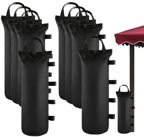 BOPEUY 8 Stück Gewichte für Pavillon, 600D Oxford Sandsack Beschwerung, Sandsäcke für Pavillon, Gewichte Pavillon Sandsäcke, für Zelte, Pavillons, Sonnenschirme für Camping, Strand, Garten - Schwarz