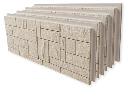 HEXIM Fassadenpaneele 6 Stück 121x50cm EPS Styropor Acrylbeschichtung Steinoptik Weiß - 3D Fassadenverkleidungen Innen- & Außenbereich UV-beständig für Hausfassaden (3,63m² FP101)