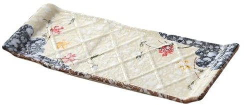 PAMINGONO 1pieza Plato de Sushi Japonés Cerámico Estilo Japonés Vajilla One Piece para Servir Sashimi y Dumplings Hogar