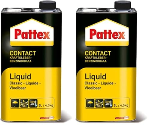 Pattex Colle contact type néoprène- Formule Liquide tous matériaux- bidon 4,5 kg (Lot de 2)