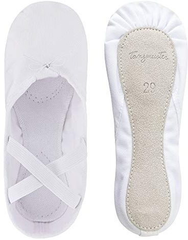 tanzmuster Ballettschuhe Mädchen und Damen - DANI - ganze Ledersohle - Ballettschläppchen für Kinder und Erwachsene - Tanzschuhe fürs Ballett