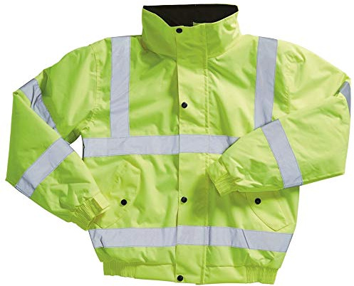 Blackrock Yellow Hi Vis Waterproof Bomber Jacket Men's and Women's | Reflective High Vis Jackets, High Viz Visibility Warm Safety Security Work Wear, Taped Seams & Fleece Collar - Size Small