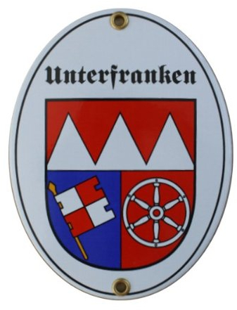 Unterfranken Emaille Schild 11,5 x 15 cm Emailschild Oval.