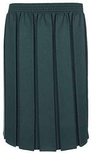 Mischief Girls Ladies School Box Pleated Elasticated Skirt Formal Ages 2-18 + Adult Sizes (8 Colours) Bottle Green