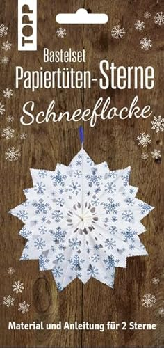 Papiertütensterne Bastelset Schneeflocke: Anleitung und Material für 2 tolle Papiertütensterne zum Selbermachen