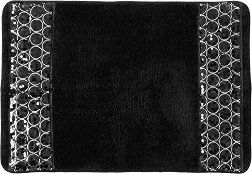 Popular Bath Sinatra Badezimmerteppich, klassisch, luxuriös, modernes Dekor, Schwarze Badematte für Dusche, einzigartiges Design, stilvolles Glitzer-Mosaik, Größe 81,3 x 53,3 cm, Schwarz