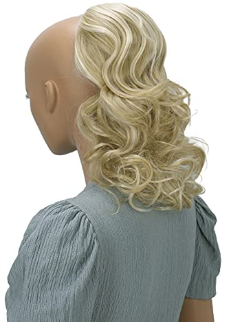 CAISHA 30cm Haarteil Mia Zopf Haarverlängerung mit Kordelverschluss Voluminös Gewellt Hellblond Mix PH221