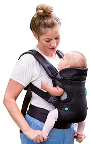 Infantino Flip Advanced 4-in-1 Babytrage, Ergonomisch, Umwandelbar, mit Blickrichtung Nach Innen und Außen, Vorne und Hinten Tragbar für Neugeborene bis Kleinkinder von 3,6-14,5 kg, Schwarz