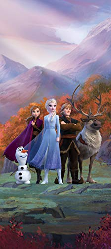 AG Design ELSA mit Freunden in den Bergen, Frozen 2, Disney, Vlies Fototapete für EIN Kinderzimmer, 90 x 202 cm, FTDN V 5487, Mehrfarbig