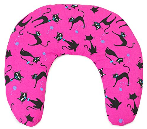Kirschkern Nackenhörnchen 30x33 Katzen-pink | Kirschkernkissen Nacken | Nackenkissen Wärmekissen