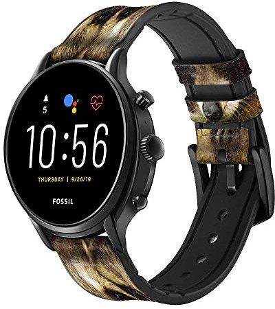 Baby Raccoons Leather Smart Watch Band Strap For Fossil Hybrid Smartwatch Nate, Hybrid HR Latitude, Hybrid Smartwatch Machine Size (24mm)