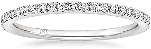 Lisandra Scott Eternity Ring 925 Sterlingsilber mit Zirkonia Kristall Damenring in Silber, Rosegold und Gold für Damen mit Stein und Schmal (Silber, 58)