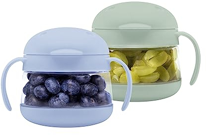 Ubbi Tweat No Spill Snack Container for Kids, BPA-Free, Toddler Snack Container, Sage & Blue