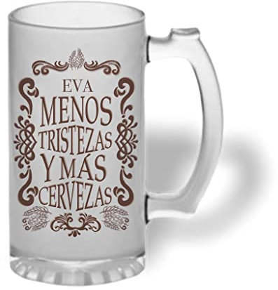 Bee Ingenious Jarra cerveza personalizada de cristal esmerilado. Jarra de cerveza original.. Coleccion divertidas. (Menos tristezas)