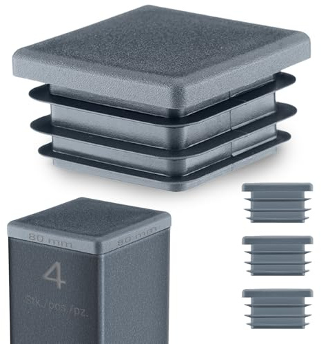 Lamellenstopfen für Vierkantrohr 80x80 mm Anthrazit 4 Stück Rohrstopfen 80x80 Vierkantrohr Kunststoff vierkant 8x8 cm Stopfen Abdeckung Rohre Rohrabdeckung für Formrohr Endkappe EMFA ®