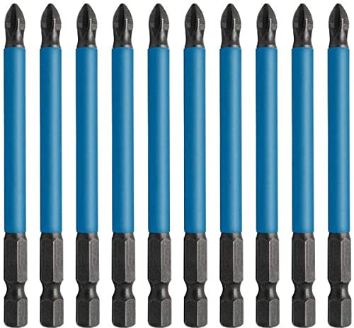 10 Pcs 90mm Screwdriver Bit Sets Anti-Slip Cross Magnetic Impact Screw Bits Blue