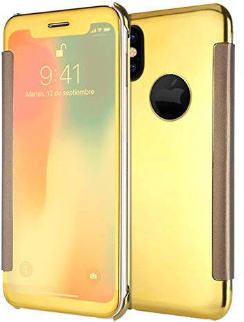 Cool Flip Cover for iPhone X/iPhone XS Clear View Gold