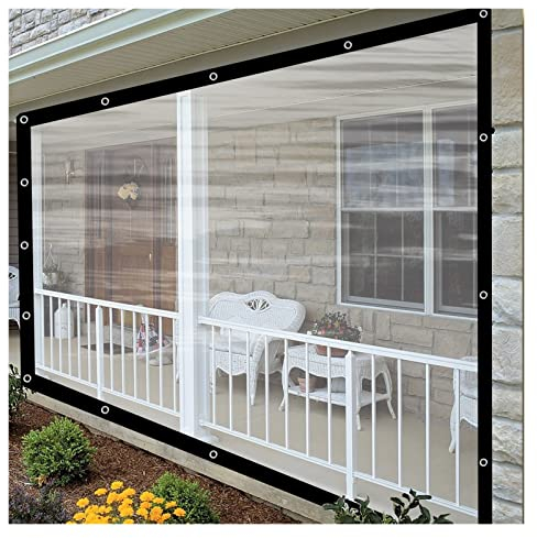 ALFAAL Abdeckplane Wasserdicht Terrassenplane Winddichte PVC-Paneele Mit Ösen für Pflanzen, Carports, Balkone (Color : Clear, Size : 2x2.8m)