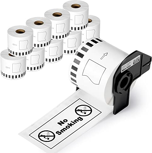 Kompatibel für Brother DK-22205 Papier Endlosetiketten 62 mm x 30,48 m, DK22205 Adressen Papier Etiketten, kompatibel für Brother QL-700 QL-800 QL-820NWB QL-810W QL-710W QL-1050, 10 Rollen