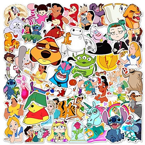 Cute Cartoon Collection Vinyl Stickers 50Pcs for Water Bottles Laptop Computer Skateboard, Cute Sticker Gift for Kids Teens Waterproof