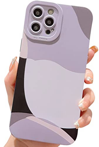 ECZOIL HZLFCZL Compatible with iPhone 12 Pro Max Case 6.7 Inch,cute painted art lens protective slim soft phone case for iPhone 12 Pro Max for women girl-Black