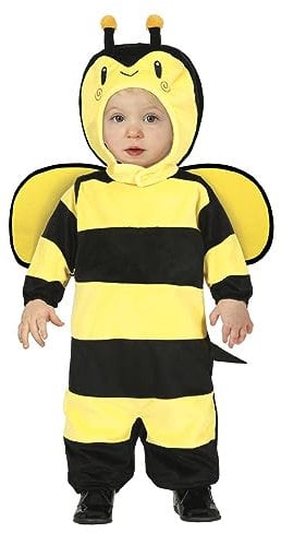FIESTAS GUIRCA Déguisement Petite Abeille Enfant - Grenouillère Abeille Rayée Noir & Jaune avec Capuche & Ailes - Déguisement Fille ou Garçon 2-3 ans