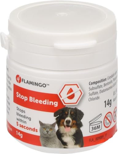 Flamingo Blutstillpulver für Hunde, Katzen & Kleintiere – stelpt Blutungen innerhalb von 5 Sekunden – gegen Nagelbluten & kleine Wunden – schmerzlindernd & desinfizierend – Dalko