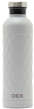 OEX Double Wall Drinks Bottle, Stainless Steel Water Bottle, Thermal Flask, Hydro Flask, Suitable for Hot or Cold Drinks (Light Grey, 750ml)