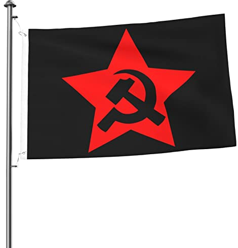Flagge mit kommunistischem Hammer, Sichel und Stern, 6 x 9 m, doppelseitig außen, großes Banner, Hausflagge, Hof-Außendekoration