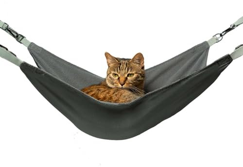 QIPAN Cat Hammock,Cat Hammock for Cage,Washable Soft Outdoor Cat Mat,Waterproof Cooling Kittens Pad,Pet Hammock Hanging for Cats (black, XXL)