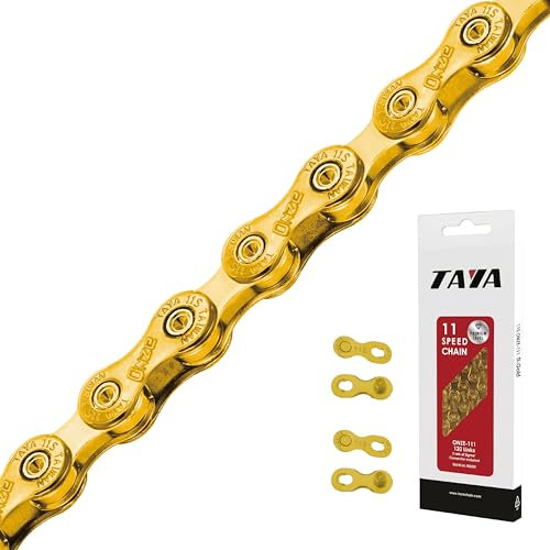 TAYA ONZE-111 - Cadena de bicicleta de 11 velocidades, 120 eslabones, Ti-Gold, duradera y suave, para grava y MTB