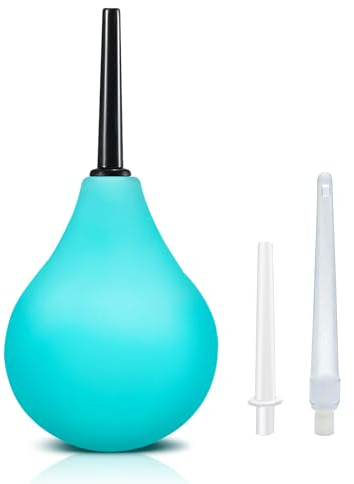 Ducha anal pera lavado recto-enema para limpieza de colon,ducha íntima y ducha vaginal para hombres y mujeres con 3 boquillas extraíbles, cómodas y finas 224 ml (verde)