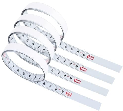4PCS 1 m Self-adhesive scale, White Painted Scale Tape Measure for Work Woodworking, Drafting Table(1 m Metric for Sticking, 2PCS 1 m Left to Right, 1m Right to Left, 1m Middle to Left to Right)